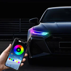 Wireless APP Controlled Car LED Strip Lights Chasing RGB Flexible DRL LED Daytime Running Lights Car Headlight LED Strips