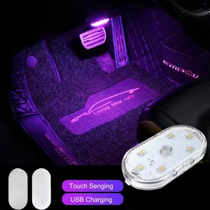 Wireless Mini LED Foot Light Interior Atmosphere Lamp Car Touch Control Switch 5V Built in Battery Fits