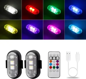 Wireless RGB LED Emergency Warning Lamp Remote Control IP65 Anti Collision Strobe Lights for Auto Exterior Lighting