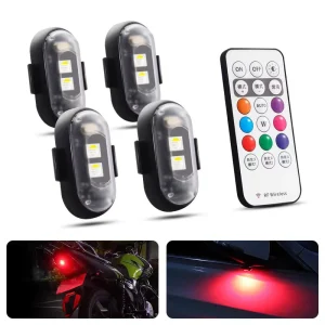 Wireless RGB LED Emergency Warning Lamp Remote Control IP65 Anti-Collision Strobe Lights for Auto Exterior Lighting