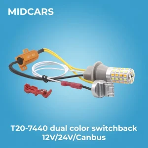 Wy21w 7440 7443 LED Bulb CANBUS Switchback Amber White Turn Signal Kit Anti Hyper Flash Resistor T Tap for Car SUV