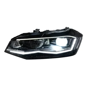 XUNBAI Start up Blue DRL LED Projector Headlight Assembly VW Polo Mk6 Sequential Turn Signal Plug Play 12V 25W Auto