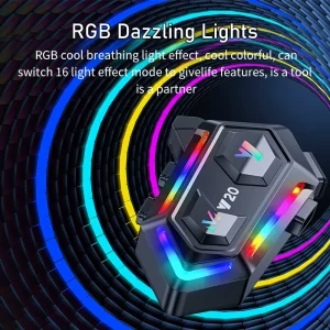 Y20 Motorcycle Helmet Audio Headset 16 RGB Modes IPX6 Waterproof 25H Playback HiFi Stereo Voice Assistant Split Mount