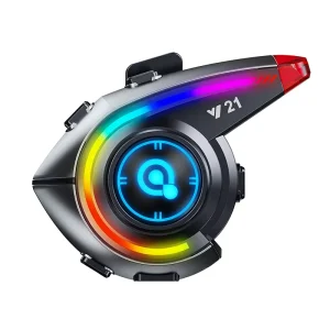 Y21 IP56 Waterproof Wireless Bluetooth Headset FM Radio Motorcycle Intercom System with RGB Colorful Lighting Effect
