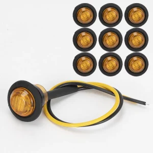Yellow 3 4inch Ip67 12v Waterproof 18W Car Truck Bus Side Led Round Marker Lights with 22AWG 20CM Wire