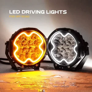 Yellow 5 Inch LED Flood Beam Driving Fog Working Ditch Strobe Light Auxiliary Spot Light for Car Truck Offroad Jeep Headlight