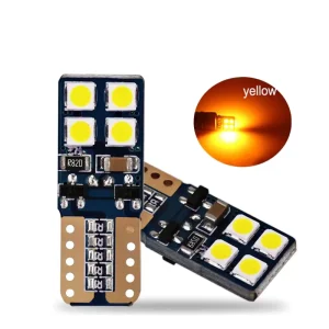 Yellow Amber W5W T10 12V 5W Canbus Car LED Bulbs 6LED SMD for City Astra Accord