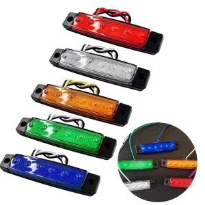 Yellow Red White Car External Lights 12V 6 SMD LED Auto Car Bus Truck Wagons Side Marker Indicator Trailer Light Rear Side Lamp