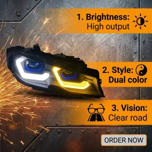 Yellow White Dual Color Daytime Running Light Headlight Assembly for BMW 3 Series G20 G28 Modified Models