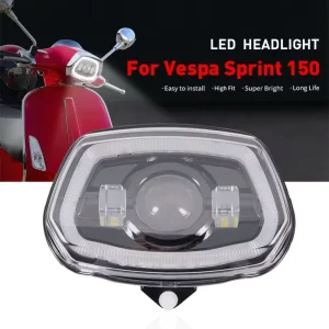 YongJin Black Original Type High Low Beam DRL Motorcycle Headlight for Vespa Scooter Sprint 150 GL Super GTR