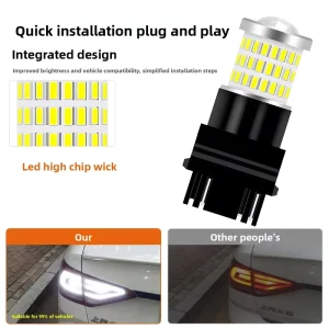 automotive LED brake lights car bulbs 3014 54+3 high brightness with lens turn signals and reverse lights