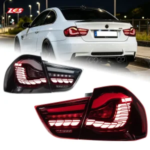 for 3 Series E90 Taillight Assembly Modification M3 style Dragon scale LED 12V 6800 Lumens Sequential Turn Running Lights