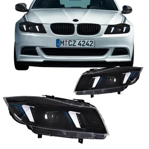 for 3 Series N E90 Headlight Assembly E90 Style LED Laser Projector Fang Shaped Daytime Running Lights Turn Signals