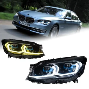 for 7 Series F01 F02 Headlight Assembly Modified G12 Golden Eye Two color Laser Lens 12V 6800 Lumens