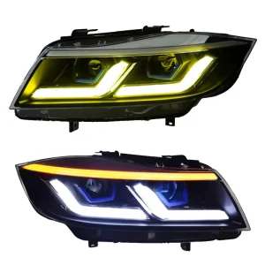 for BMW 3 Series E90 Head Lens E90 Upgrade Front Lights Headlights Car Accessories Yellow DRL