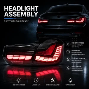 for F30/F35/F80 M3 3 Series New Red LED Sequential Flowing Turn Signal Tail Light Assembly Upgrade
