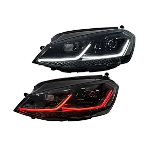 for Golf 7 Golf 75 Headlight Assembly Upgrade Red and White Dual-Color LED Daytime Running Lights 12V