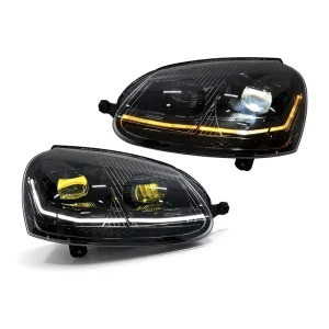 for Golf V Headlight Assembly Modification Golden Eye Dual Color LED Daytime Running Lights Flowing Light