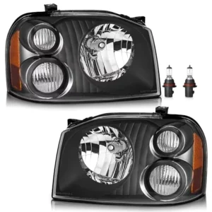 for Nissan Frontier Pair of Headlight Assembly Amber & Yellow Xenon HID Lamps Front Headlamp