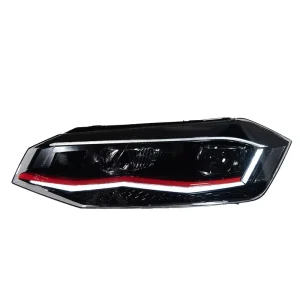 for Polo Headlight Assembly 12V LED DRL Conversion with Blue Flow Turn Signals