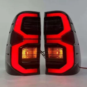 for Toyota Hilux GR LED Tail Lamp Red Lens with Amber Light ABS Material 12V Rear Taillight Exterior Auto Lighting