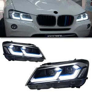 for X3 F25 Headlight Assembly LED Lens Retrofit Upgrade 12V No Bumper Removal Required Non Destructive Installation